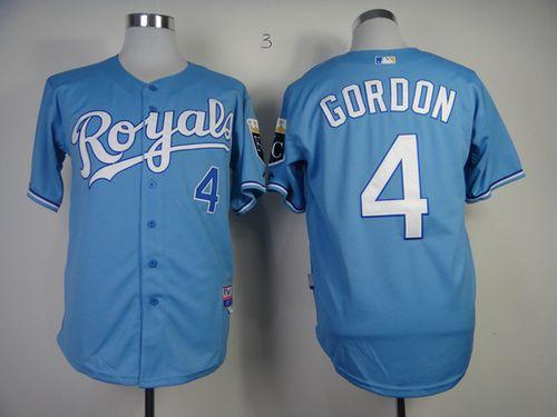 Royals #4 Alex Gordon Light Blue Cool Base Stitched MLB Jersey - Click Image to Close